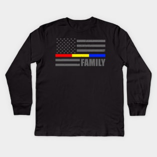 911 Dispatcher Flag - Thin Blue Line - Thin Red Line - Thin Gold Line Kids Long Sleeve T-Shirt